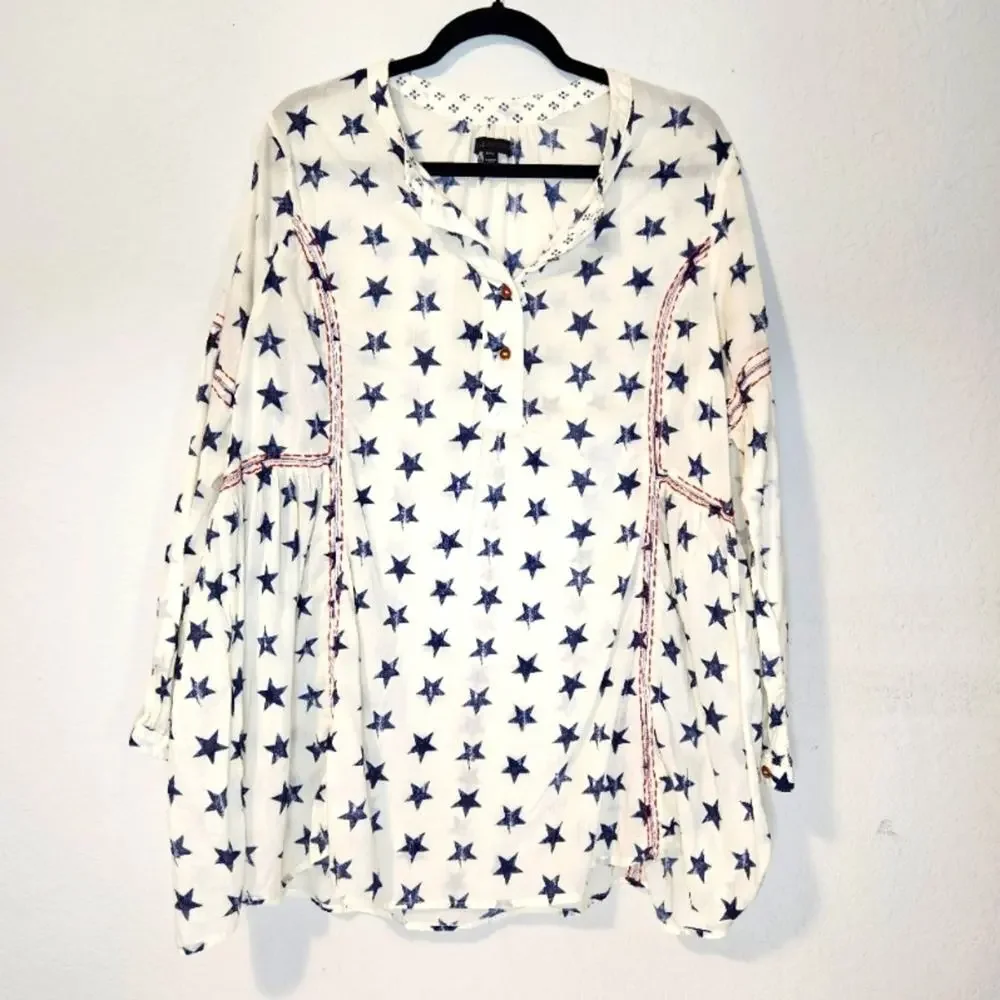 LANE BRYANT RED,WHITE, AND BLUE SHIRT SIZE14/16 America Patriotic 4th Of July - Picture 1 of 8
